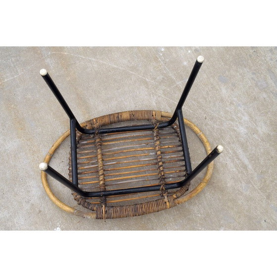 Image 1 of Mid century rotan kruk van Alan Fuchs voor Uluv, Tsjecho-Slowakije 1960