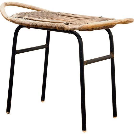 Image 1 of Mid century rotan kruk van Alan Fuchs voor Uluv, Tsjecho-Slowakije 1960