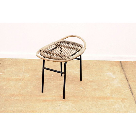 Image 1 of Mid century rotan kruk van Alan Fuchs voor Uluv, Tsjecho-Slowakije 1960