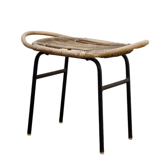 Image 1 of Mid century rotan kruk van Alan Fuchs voor Uluv, Tsjecho-Slowakije 1960