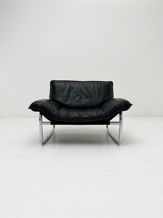 Image 1 of Bauhaus leren fauteuil van Johan Bertil Häggström voor Ikea, 1970