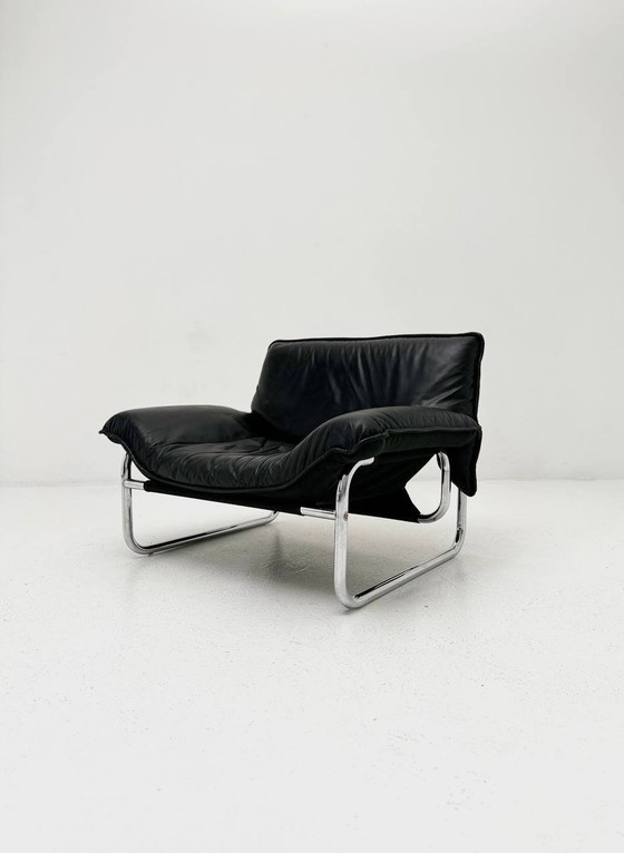 Image 1 of Bauhaus leren fauteuil van Johan Bertil Häggström voor Ikea, 1970