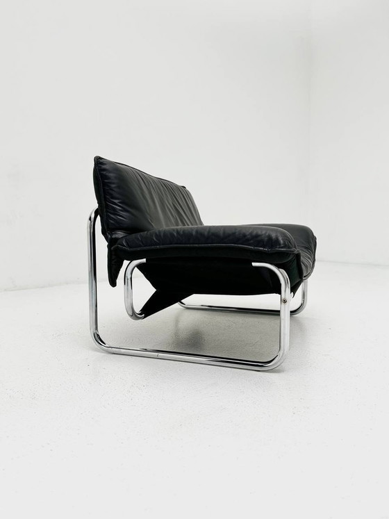 Image 1 of Bauhaus leren fauteuil van Johan Bertil Häggström voor Ikea, 1970