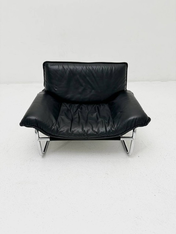 Image 1 of Bauhaus leren fauteuil van Johan Bertil Häggström voor Ikea, 1970