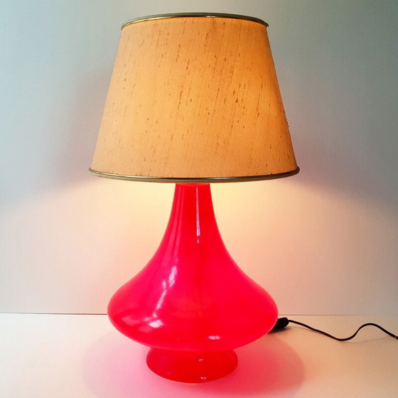 Image 1 of Vintage rode glazen lamp, jaren 1960