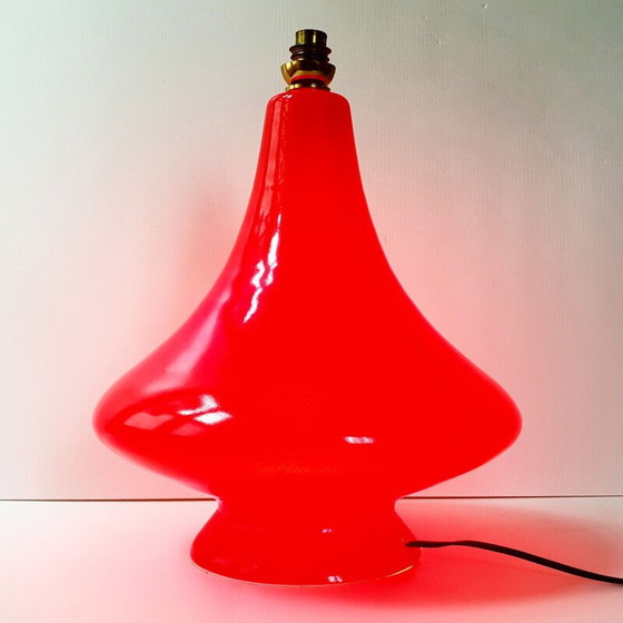Image 1 of Vintage rode glazen lamp, jaren 1960