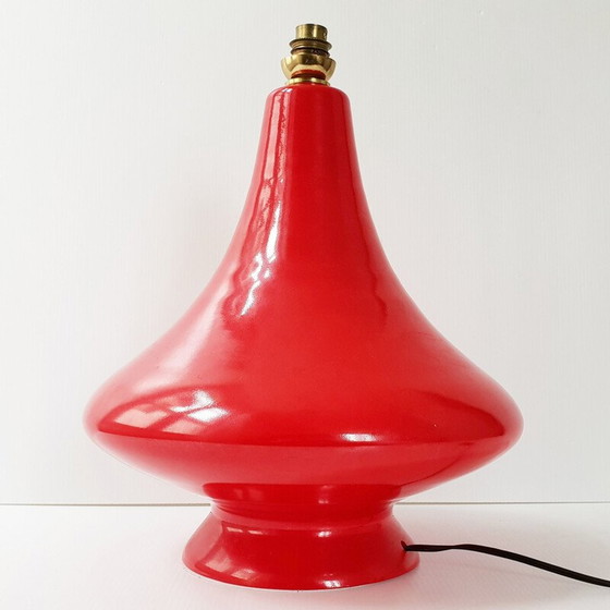Image 1 of Vintage rode glazen lamp, jaren 1960