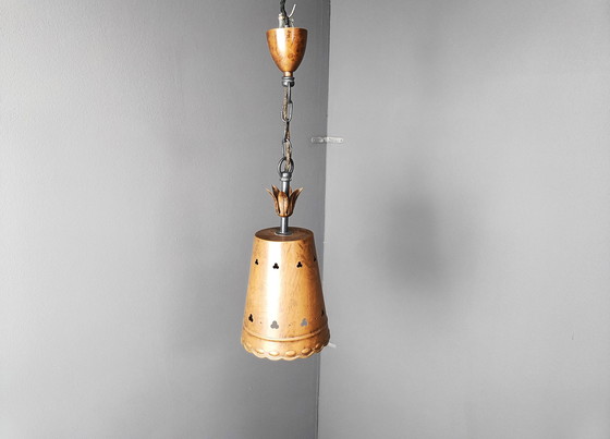 Image 1 of Brutalistische koperen hanglamp, 1970S