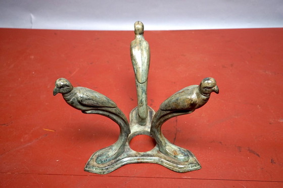 Image 1 of Vintage Hollywood Regency Metaal en Glas pauwvormige salontafel, Duitsland, jaren 70