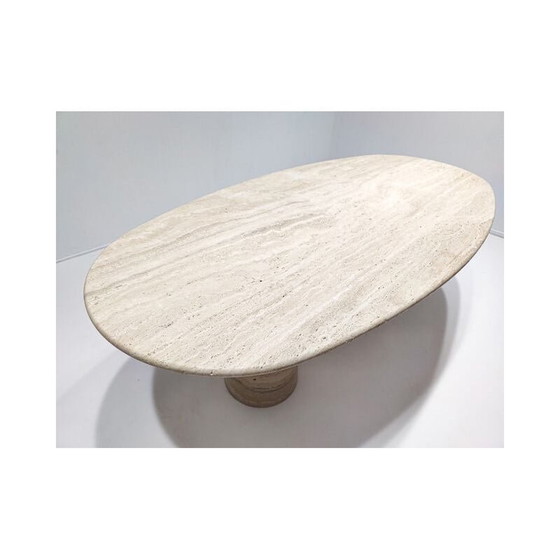 Image 1 of Vintage hedendaagse travertijnen eettafel, Italië