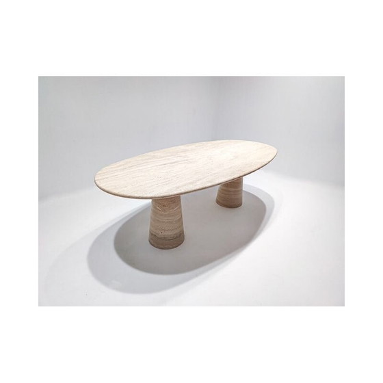 Image 1 of Vintage hedendaagse travertijnen eettafel, Italië