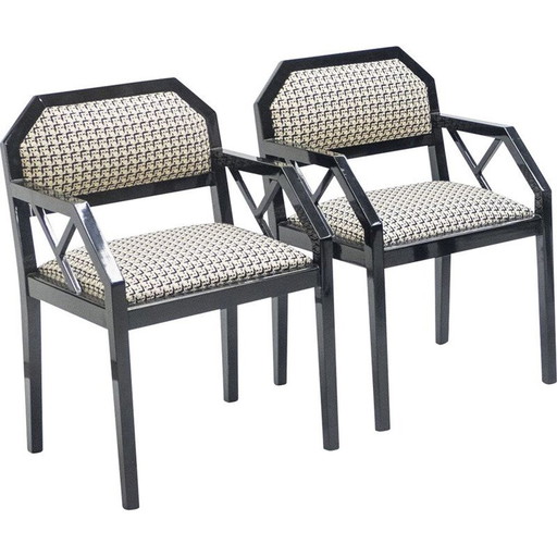 Paar vintage gelakte stoelen van J.C. Mahey voor Romeo Paris 1970