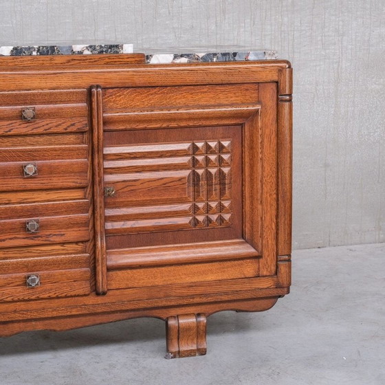 Image 1 of Vintage marmeren en eiken dressoir, Frankrijk 1940