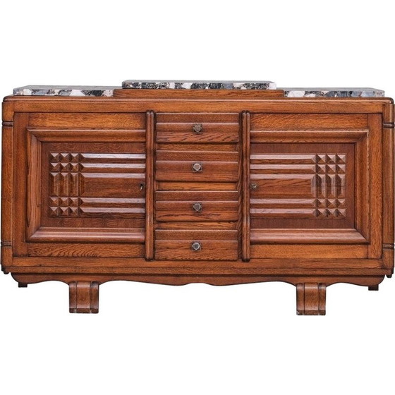 Image 1 of Vintage marmeren en eiken dressoir, Frankrijk 1940