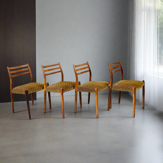 Image 1 of 4 X Niels O. Møller Palissander Eetkamerstoelen Model 78 From J.L. Møller Möbelfabrik, Denmark 1962