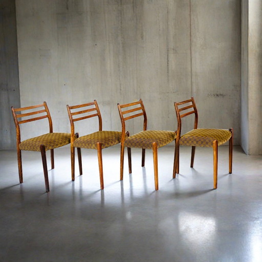 4 X Niels O. Møller Palissander Eetkamerstoelen Model 78 From J.L. Møller Möbelfabrik, Denmark 1962