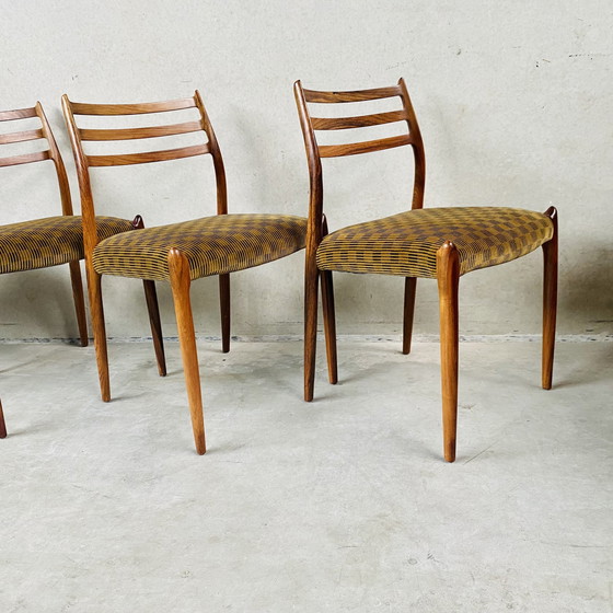 Image 1 of 4 X Niels O. Møller Palissander Eetkamerstoelen Model 78 From J.L. Møller Möbelfabrik, Denmark 1962