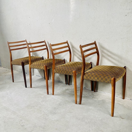 Image 1 of 4 X Niels O. Møller Palissander Eetkamerstoelen Model 78 From J.L. Møller Möbelfabrik, Denmark 1962