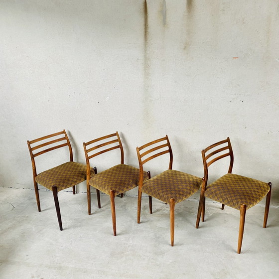 Image 1 of 4 X Niels O. Møller Palissander Eetkamerstoelen Model 78 From J.L. Møller Möbelfabrik, Denmark 1962