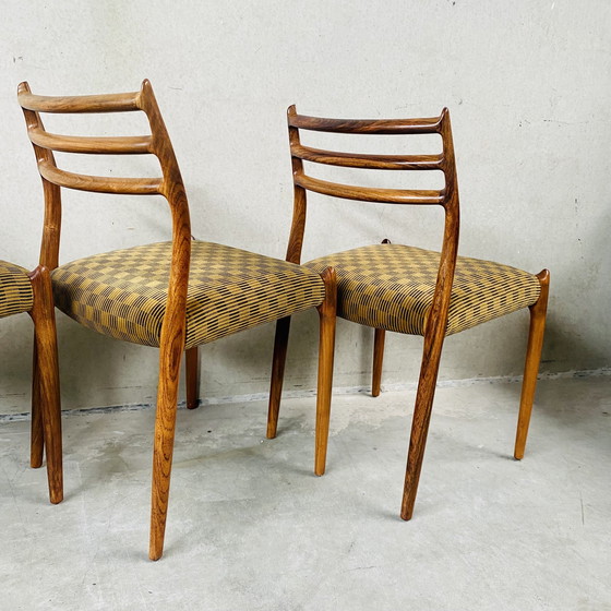 Image 1 of 4 X Niels O. Møller Palissander Eetkamerstoelen Model 78 From J.L. Møller Möbelfabrik, Denmark 1962