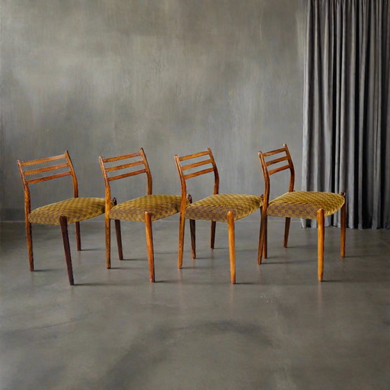 Image 1 of 4 X Niels O. Møller Palissander Eetkamerstoelen Model 78 From J.L. Møller Möbelfabrik, Denmark 1962