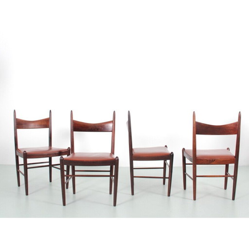 Set van 4 vintage stoelen in Rio palissander, Scandinavisch