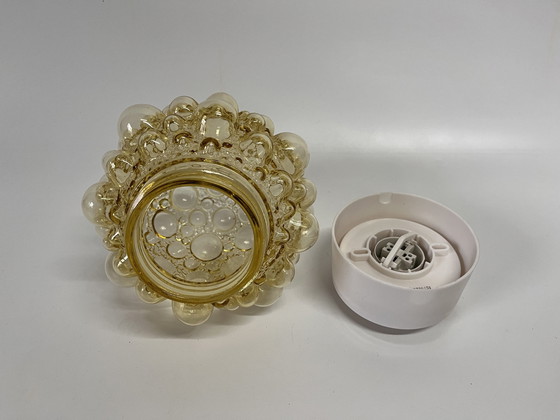 Image 1 of Mid Century Helena Tynell Bubble Plafondlamp Amber Glas Witte Voet