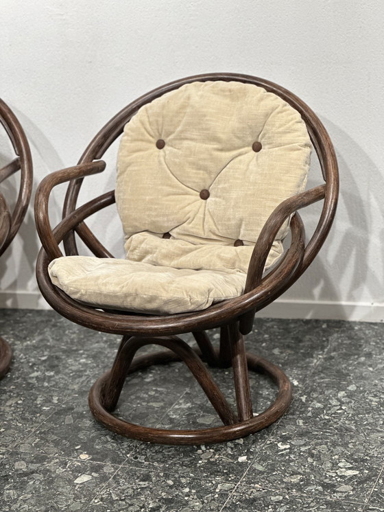 Image 1 of Vintage Set Van 2 Rotan Fauteuils 