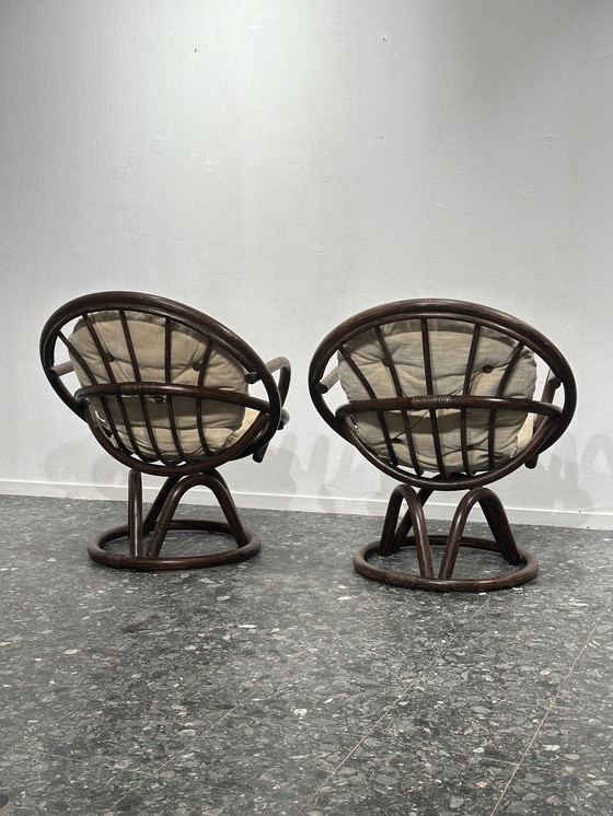 Image 1 of Vintage Set Van 2 Rotan Fauteuils 