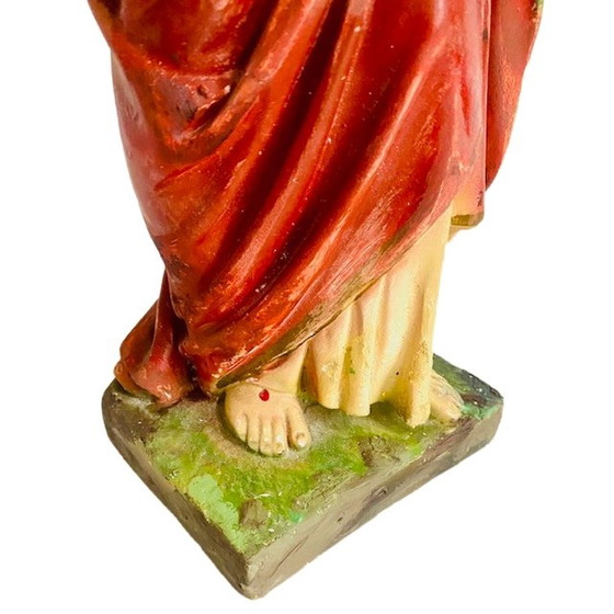 Image 1 of Vintage Jezus beeld XL heilig hart rood