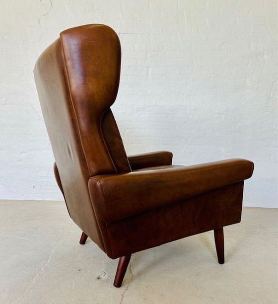 Image 1 of Vintage Retro Deense Mid Century Svend Skipper Bruin Leren Clubfauteuil 60S