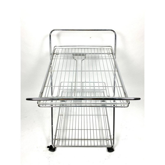 Image 1 of Vintage verchroomde trolley met plexiglazen bakjes, 1970