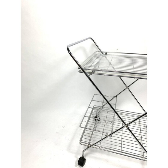 Image 1 of Vintage verchroomde trolley met plexiglazen bakjes, 1970