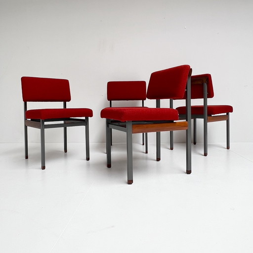 Set van 4 Pali eetkamerstoelen van Louis van Teeffelen, 1960's