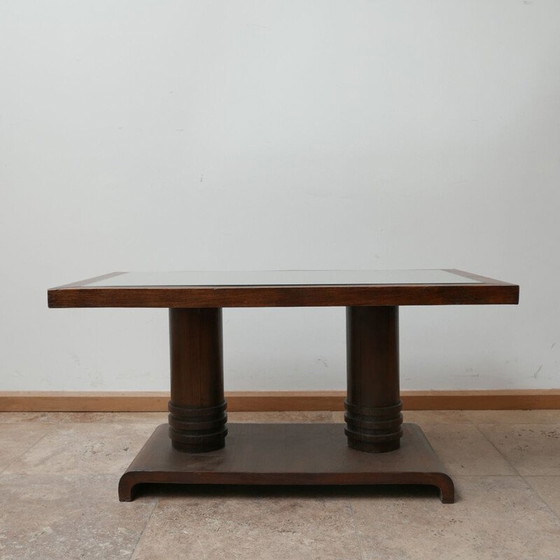 Image 1 of Vintage eiken en spiegel salontafel door Charles Dudouyt, Frankrijk 1940