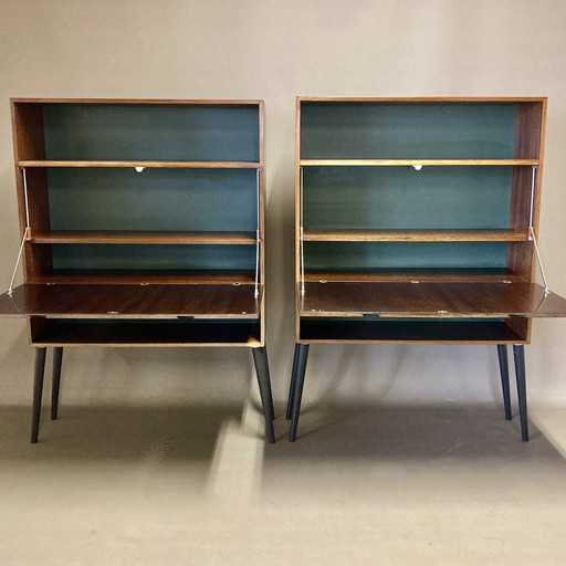 Duo van Scandinavisch Rosewood bureau 1950.