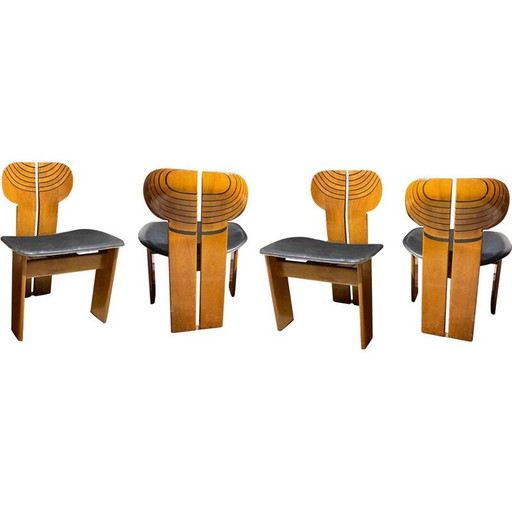 Set van 4 vintage Afrika eetkamerstoelen door Afra en Tobia Scarpa voor Maxalto, 1976