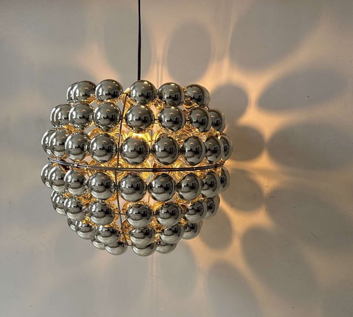 Vintage hanglamp, Chroom Demi Sphère, Frankrijk 1970