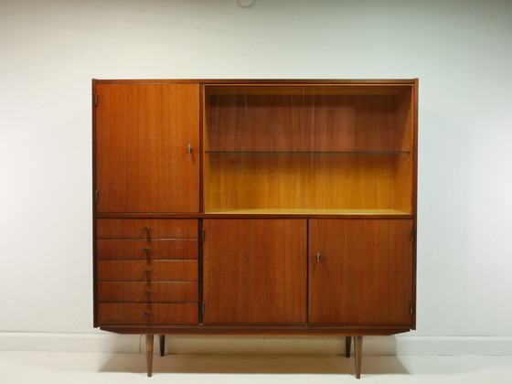 Image 1 of Vintage highboard / woonkamer kast met vitrinekast, jaren 60, Duitsland