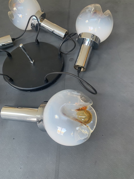 Image 1 of Zeldzame, Vintage Mazzega Murano Hanglamp met 5 bollen