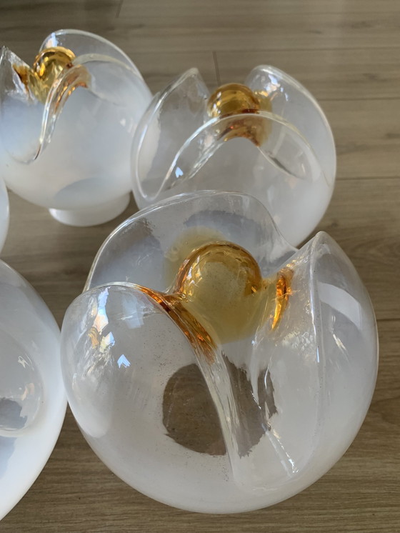Image 1 of Zeldzame, Vintage Mazzega Murano Hanglamp met 5 bollen