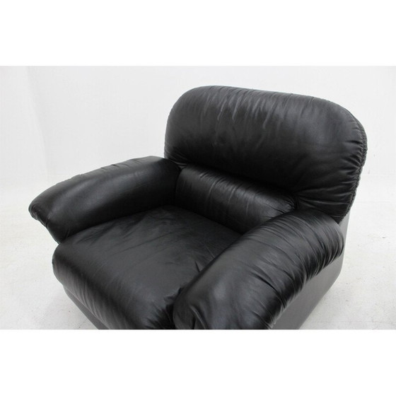 Image 1 of Paar vintage zwartleren fauteuils, 1970