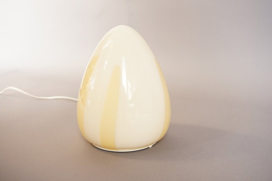 Image 1 of Vintage Regency witte Murano glazen eiertafellamp, jaren 70