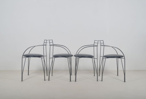 4 Stoelen 'Lune d'Argent' ontworpen door Pascal Mourgue voor Fermob, 1985