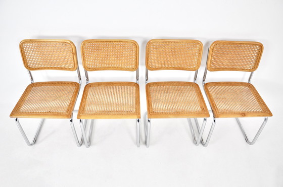 Image 1 of Eetkamerstoelen Stijl B32 van Marcel Breuer, set van 4