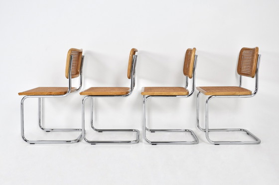 Image 1 of Eetkamerstoelen Stijl B32 van Marcel Breuer, set van 4