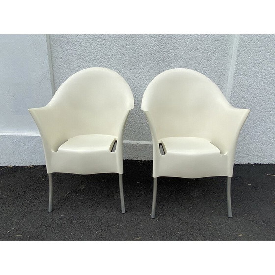 Image 1 of Paar vintage Lord Yo fauteuils in aluminium en polypropyleen van Philippe Starck voor Driade, 1990