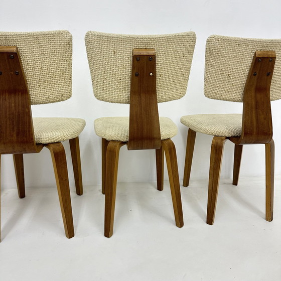 Image 1 of Set Of 4 Mid Century Modern Cor Alons Plywood Dining Chair Dutch Design , 1960S