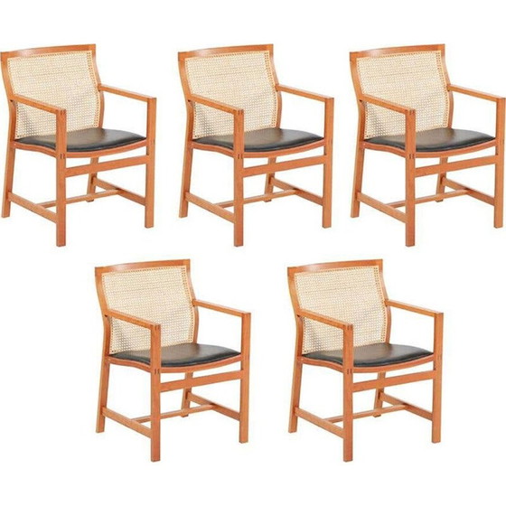 Image 1 of Set van 5 vintage King stoelen in kersenhout van Rud Thygesen en Johnny Sorensen, 1980