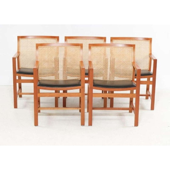 Image 1 of Set van 5 vintage King stoelen in kersenhout van Rud Thygesen en Johnny Sorensen, 1980